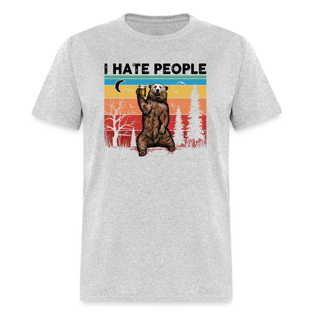 I Hate People - Grizzly Bear Funny Camping Classic T-Shirt - heather gray