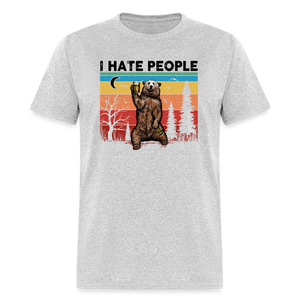 I Hate People - Grizzly Bear Funny Camping Classic T-Shirt - heather gray