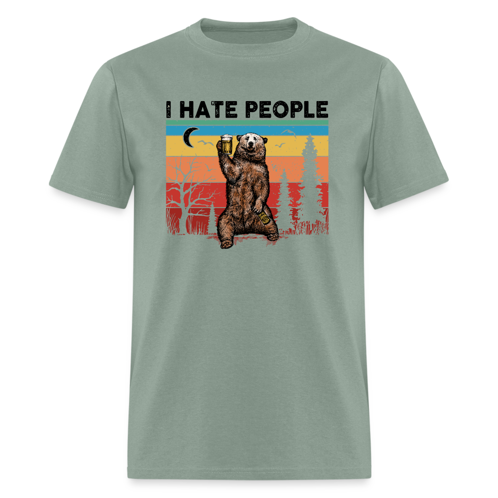 I Hate People - Grizzly Bear Funny Camping Classic T-Shirt - sage