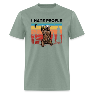 I Hate People - Grizzly Bear Funny Camping Classic T-Shirt - sage