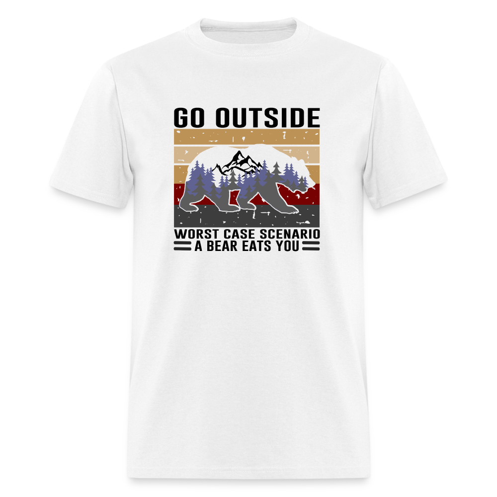 Go Outside, Even if the Worst Case Scenario is a Bear Eating You Classic T-Shirt - white