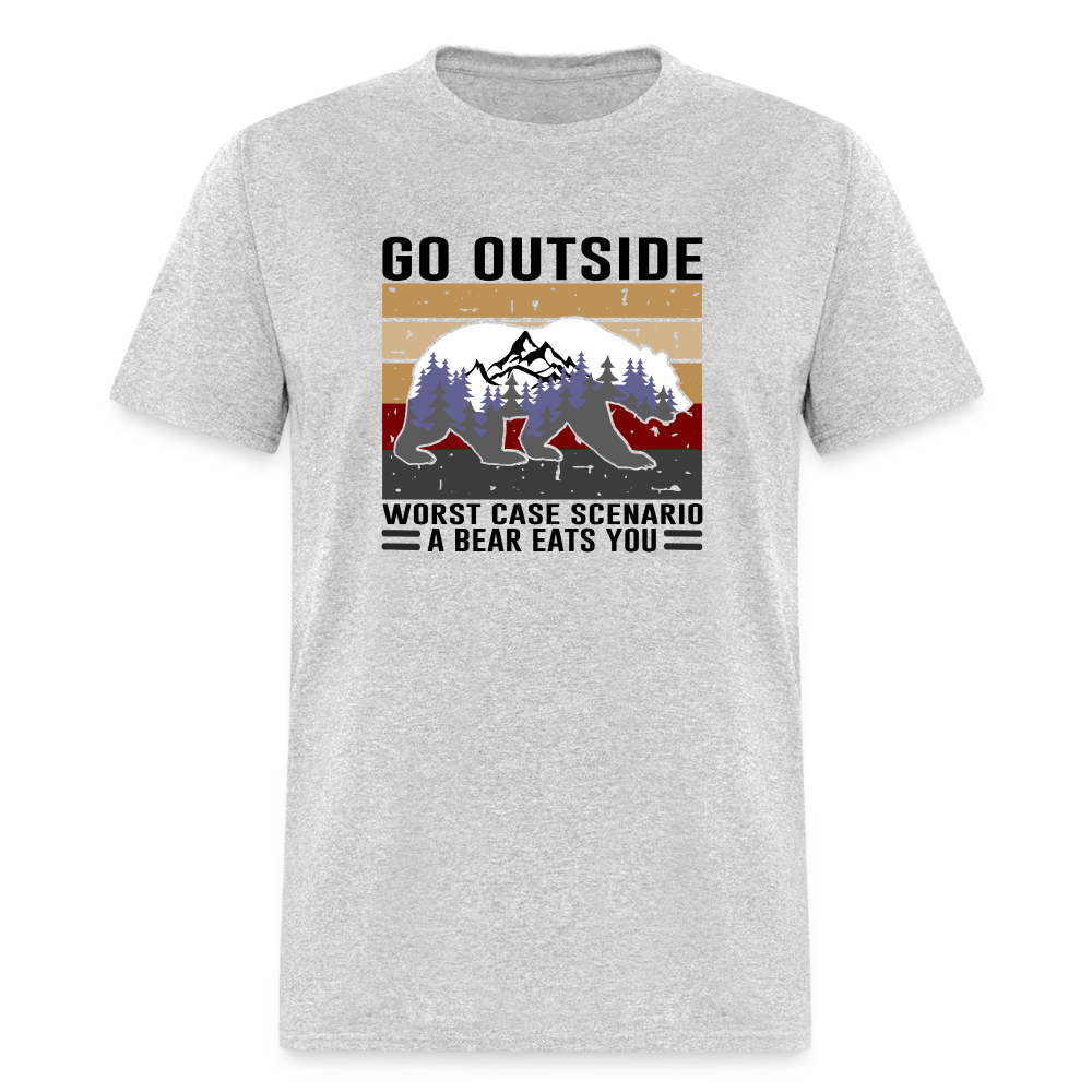 Go Outside, Even if the Worst Case Scenario is a Bear Eating You Classic T-Shirt - heather gray