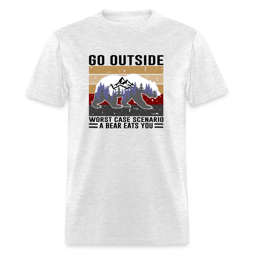 Go Outside, Even if the Worst Case Scenario is a Bear Eating You Classic T-Shirt - light heather gray