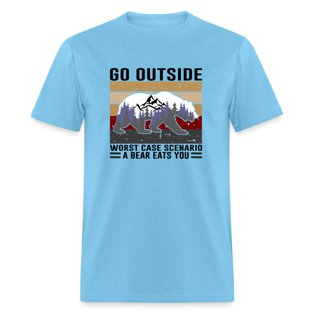 Go Outside, Even if the Worst Case Scenario is a Bear Eating You Classic T-Shirt - aquatic blue