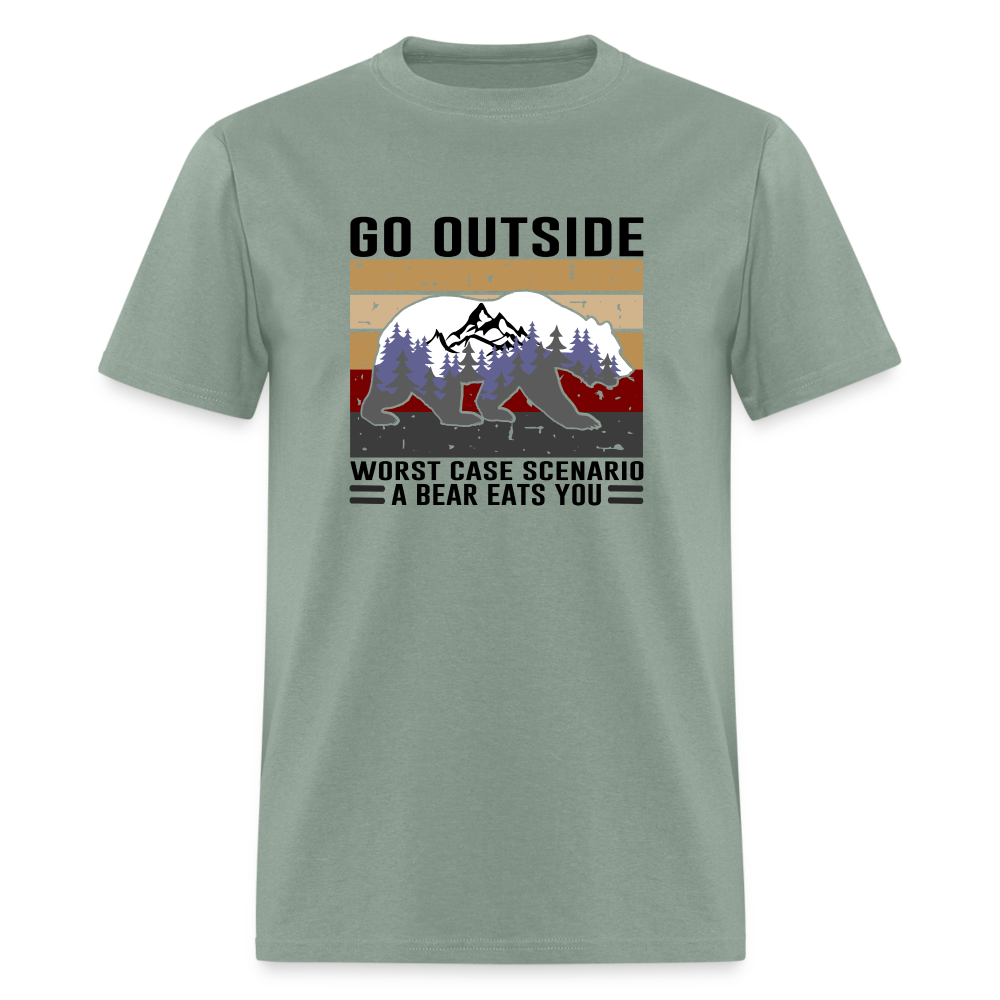 Go Outside, Even if the Worst Case Scenario is a Bear Eating You Classic T-Shirt - sage