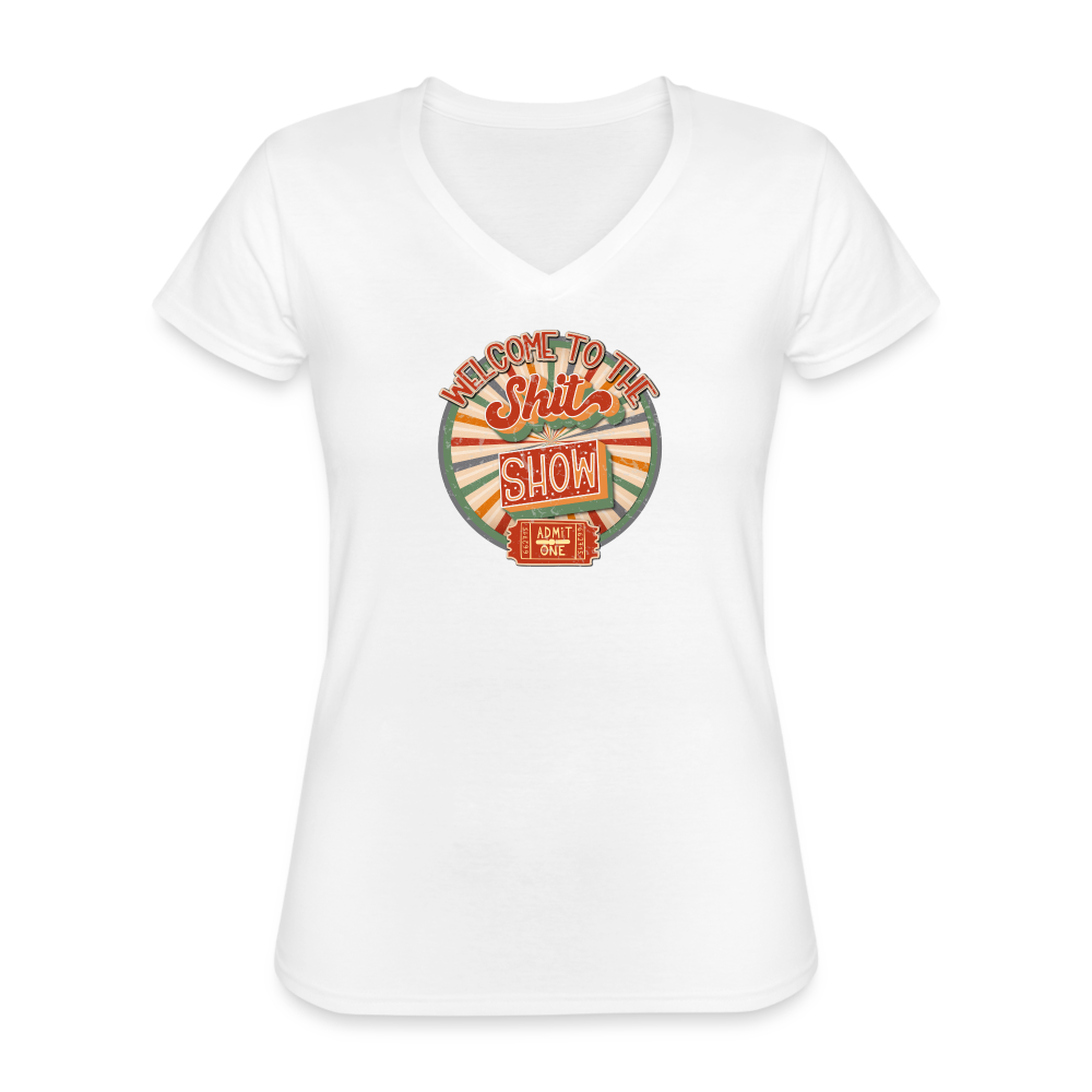 Retro Welcome to the shit show Women's V-Neck T-Shirt - white