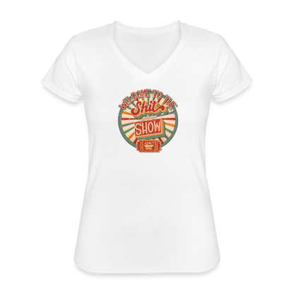 Retro Welcome to the shit show Women's V-Neck T-Shirt - white