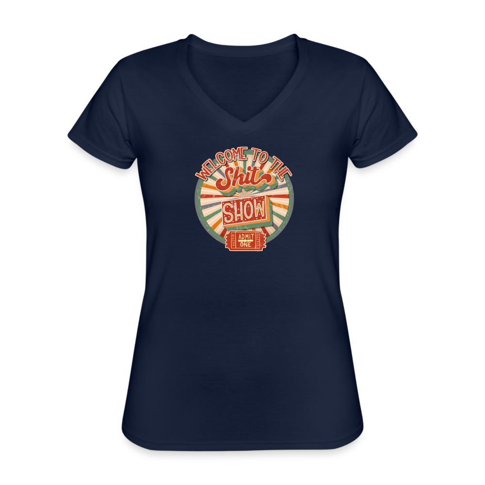 Retro Welcome to the shit show Women's V-Neck T-Shirt - navy