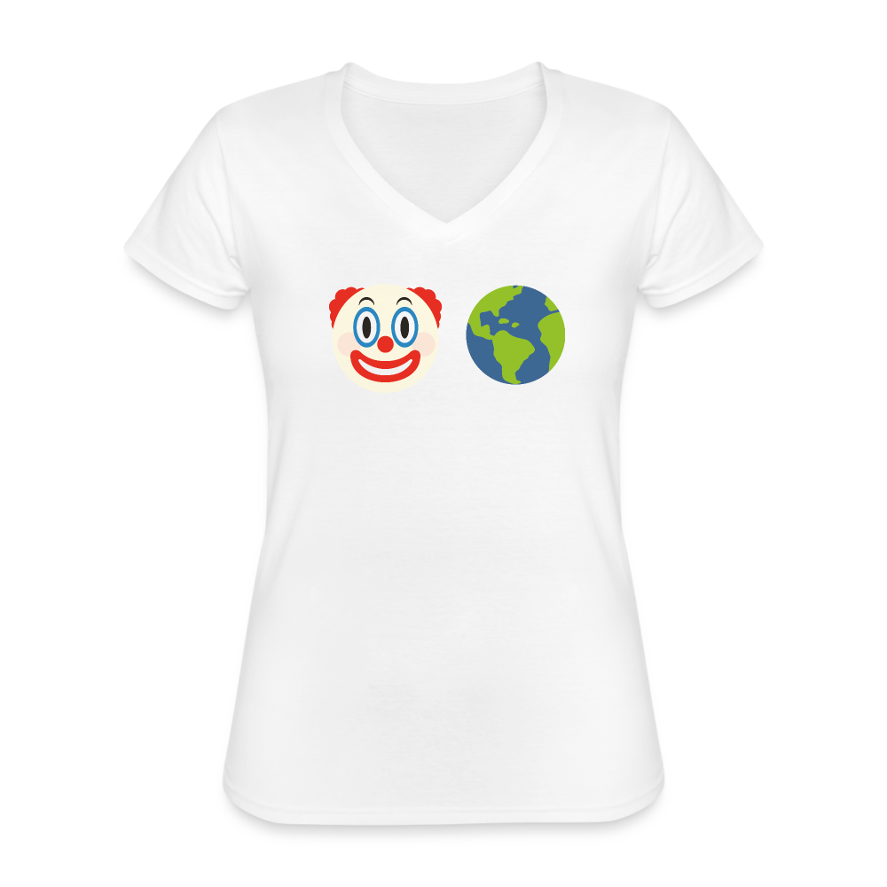 Clown World Women's V-Neck T-Shirt - white