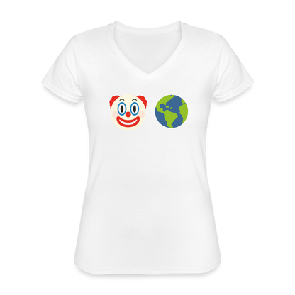 Clown World Women's V-Neck T-Shirt - white