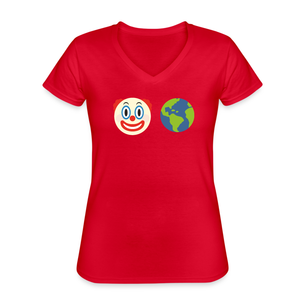 Clown World Women's V-Neck T-Shirt - red