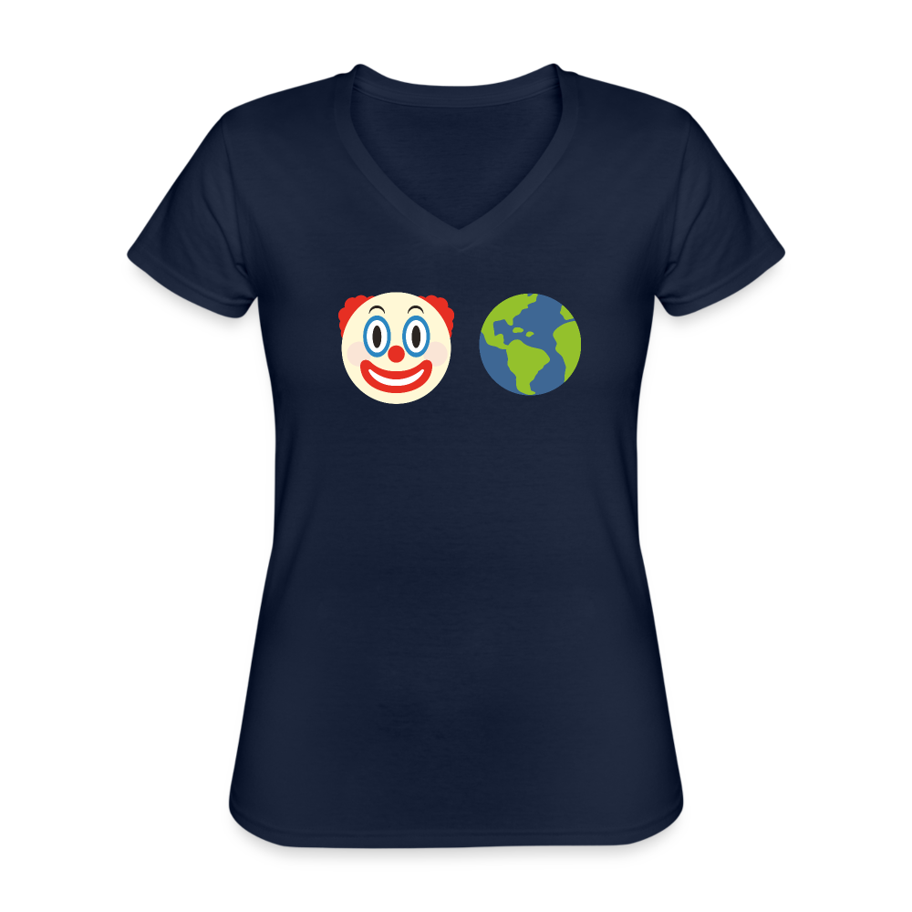 Clown World Women's V-Neck T-Shirt - navy