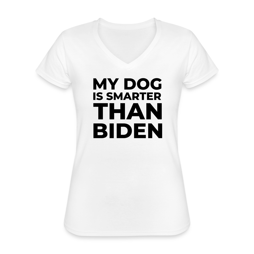 My Dog Is Smarter Than Biden Women's V-Neck T-Shirt - white