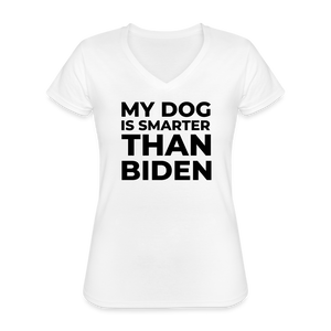 My Dog Is Smarter Than Biden Women's V-Neck T-Shirt - white