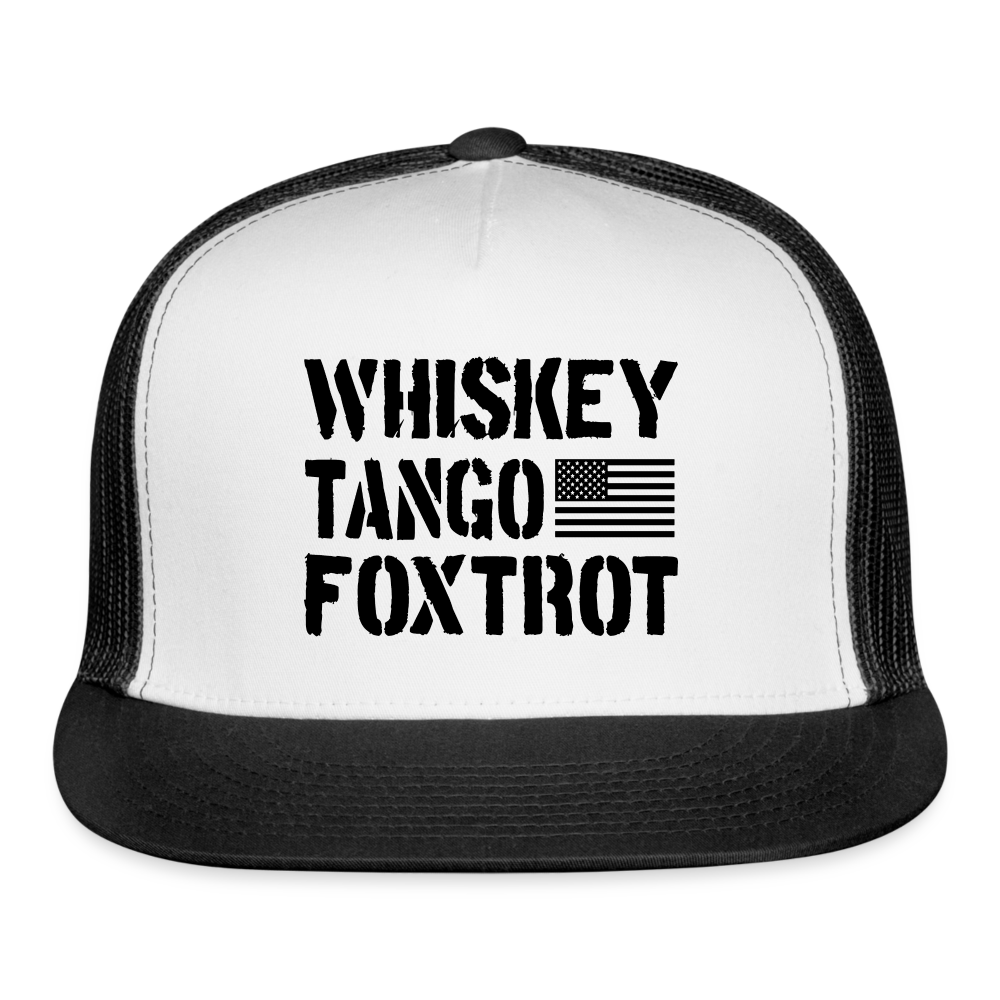 Whiskey - Tango - Foxtrot Trucker Hat - white/black