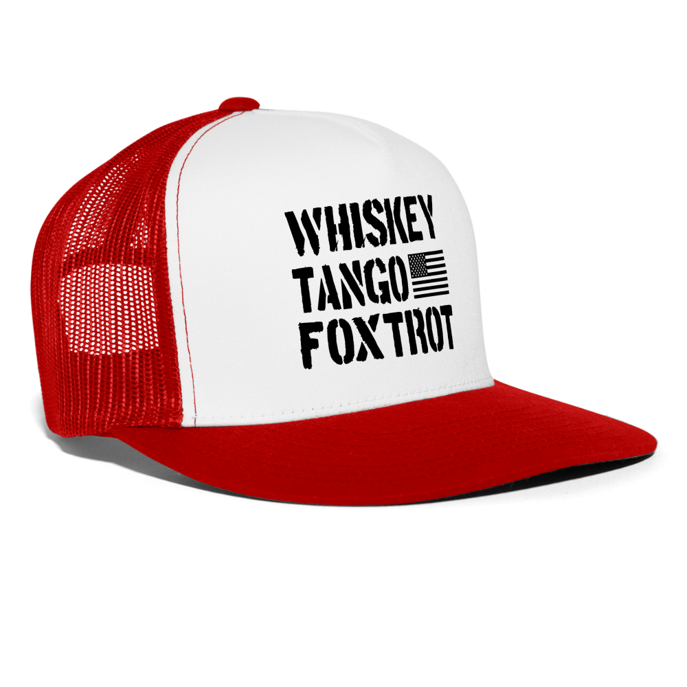 Whiskey - Tango - Foxtrot Trucker Hat - white/red