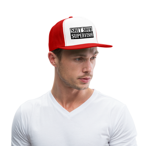 Shit Show Supervisor Trucker Hat - white/red