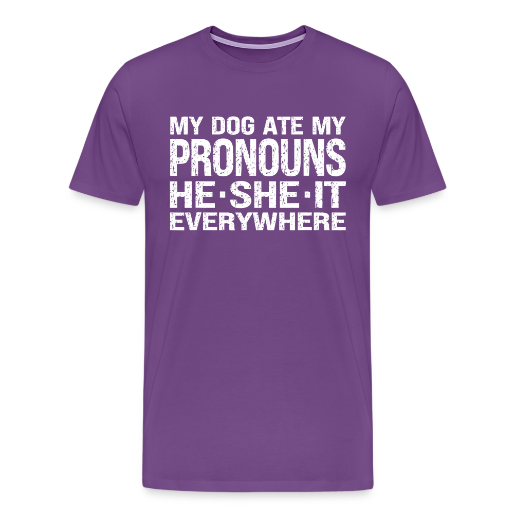 My Dog Ate My Pronouns He She It Everywhere - Funny Men's Premium T-Shirt - purple