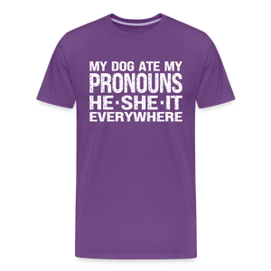 My Dog Ate My Pronouns He She It Everywhere - Funny Men's Premium T-Shirt - purple