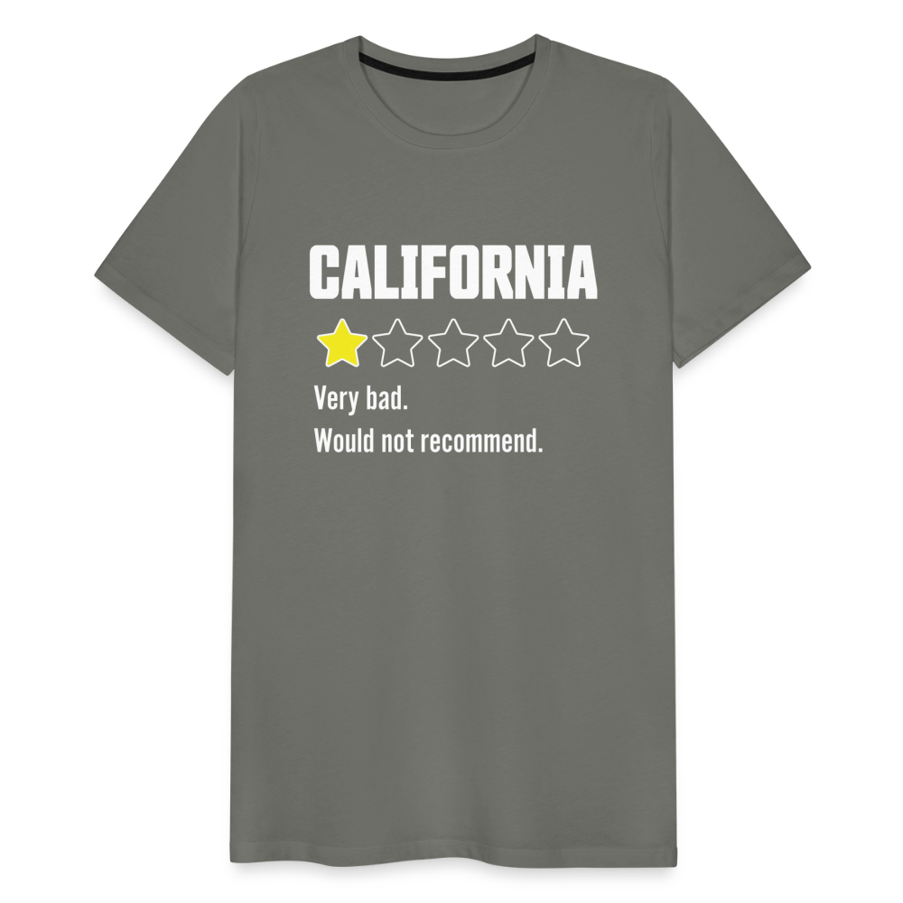 Review of California - Very bad. Would not recommend Funny Men's Premium T-Shirt - asphalt gray