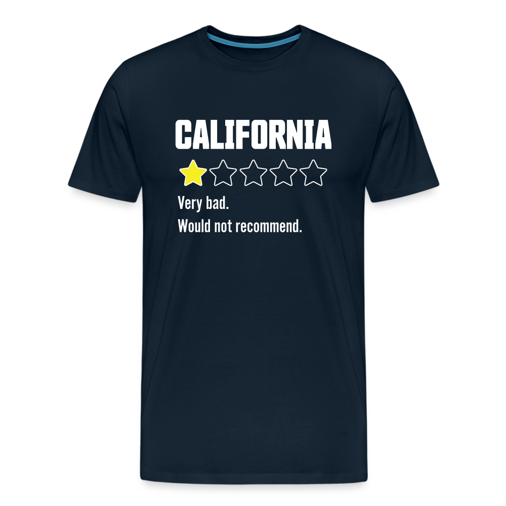 Review of California - Very bad. Would not recommend Funny Men's Premium T-Shirt - deep navy