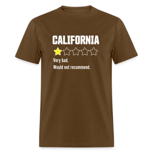 Review of California - Very bad. Would not recommend Funny Classic T-Shirt - brown