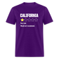 Review of California - Very bad. Would not recommend Funny Classic T-Shirt - purple