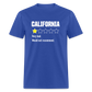 Review of California - Very bad. Would not recommend Funny Classic T-Shirt - royal blue