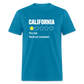 Review of California - Very bad. Would not recommend Funny Classic T-Shirt - turquoise