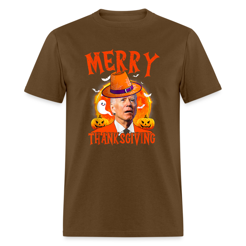 Confused Joe Biden Merry Thanksgiving - Halloween Funny Classic T-Shirt - brown