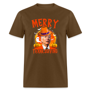 Confused Joe Biden Merry Thanksgiving - Halloween Funny Classic T-Shirt - brown