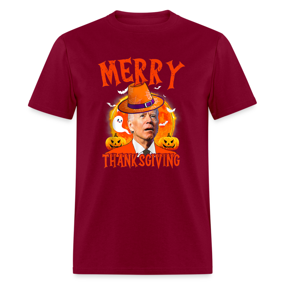 Confused Joe Biden Merry Thanksgiving - Halloween Funny Classic T-Shirt - burgundy