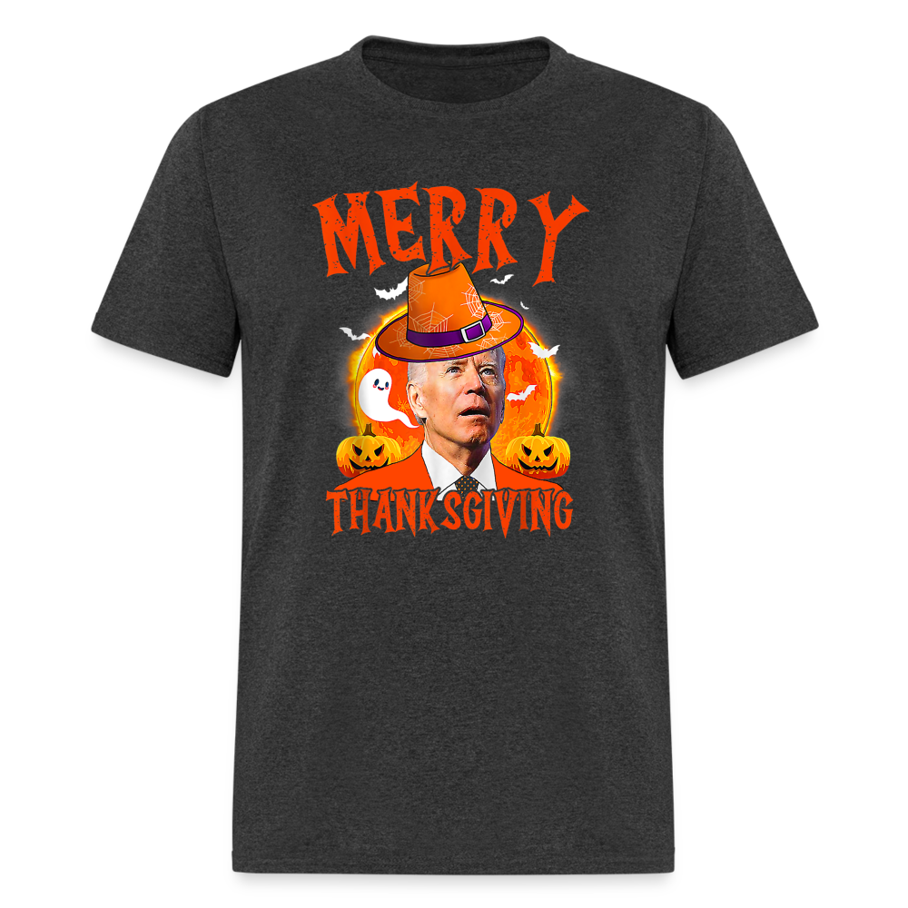 Confused Joe Biden Merry Thanksgiving - Halloween Funny Classic T-Shirt - heather black