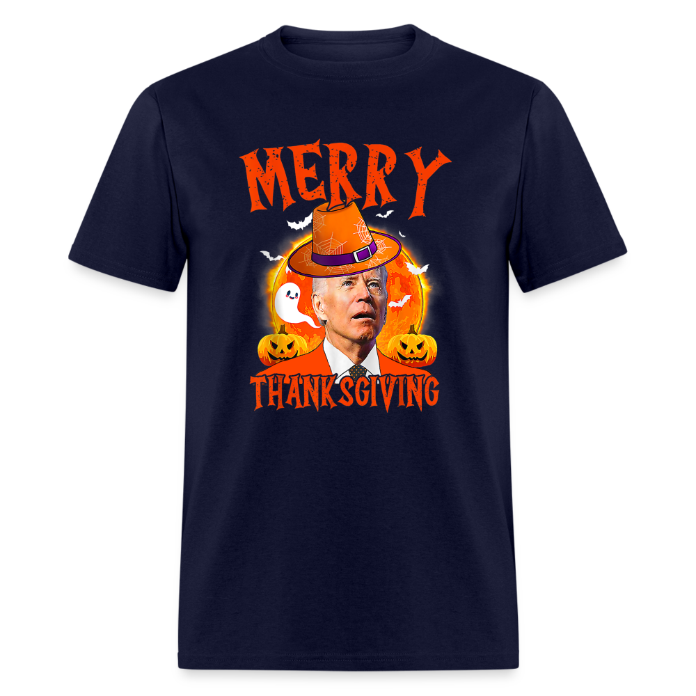 Confused Joe Biden Merry Thanksgiving - Halloween Funny Classic T-Shirt - navy