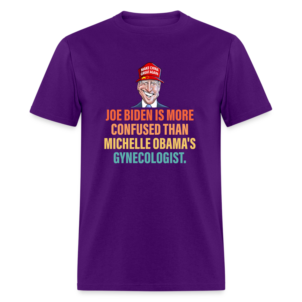 Joe Biden Is More Confused Than Michelle Obama's Gynecologist Classic T-Shirt - purple