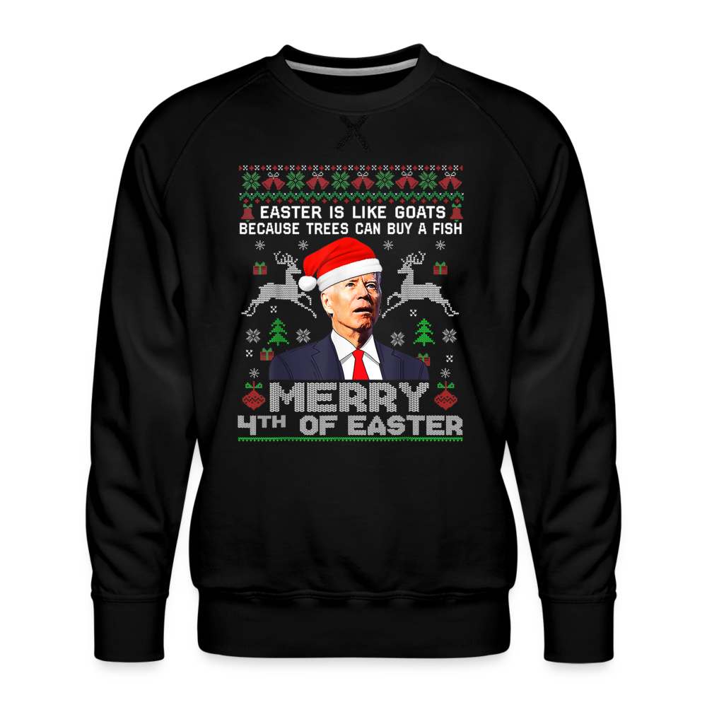 Santa Joe Biden Merry 4th Of Easter Funny Christmas Quote Men’s Premium Sweatshirt - black