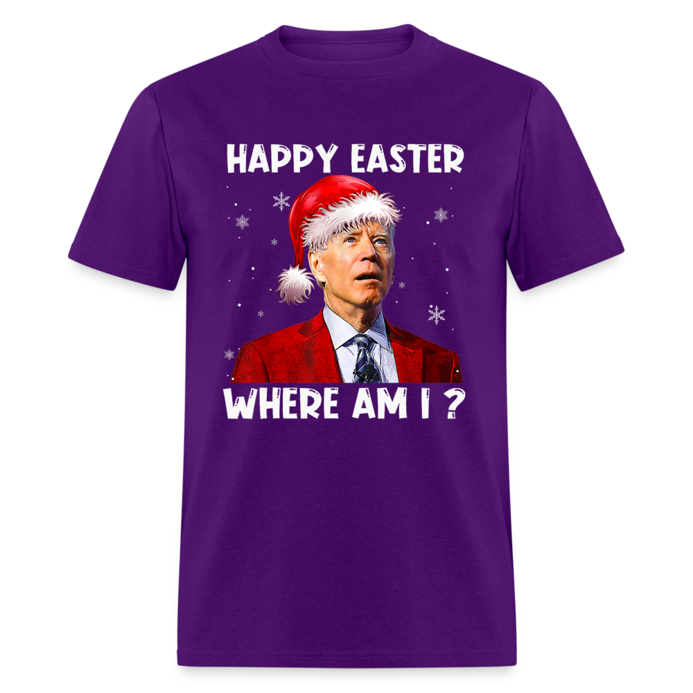 Happy Easter - Where am I? Funny Christmas Classic T-Shirt - purple