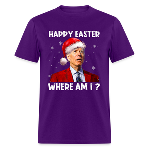 Happy Easter - Where am I? Funny Christmas Classic T-Shirt - purple