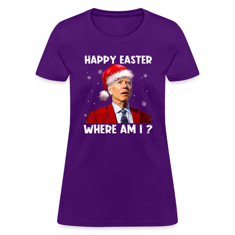 Happy Easter - Where am I? Funny Christmas Women's T-Shirt - purple