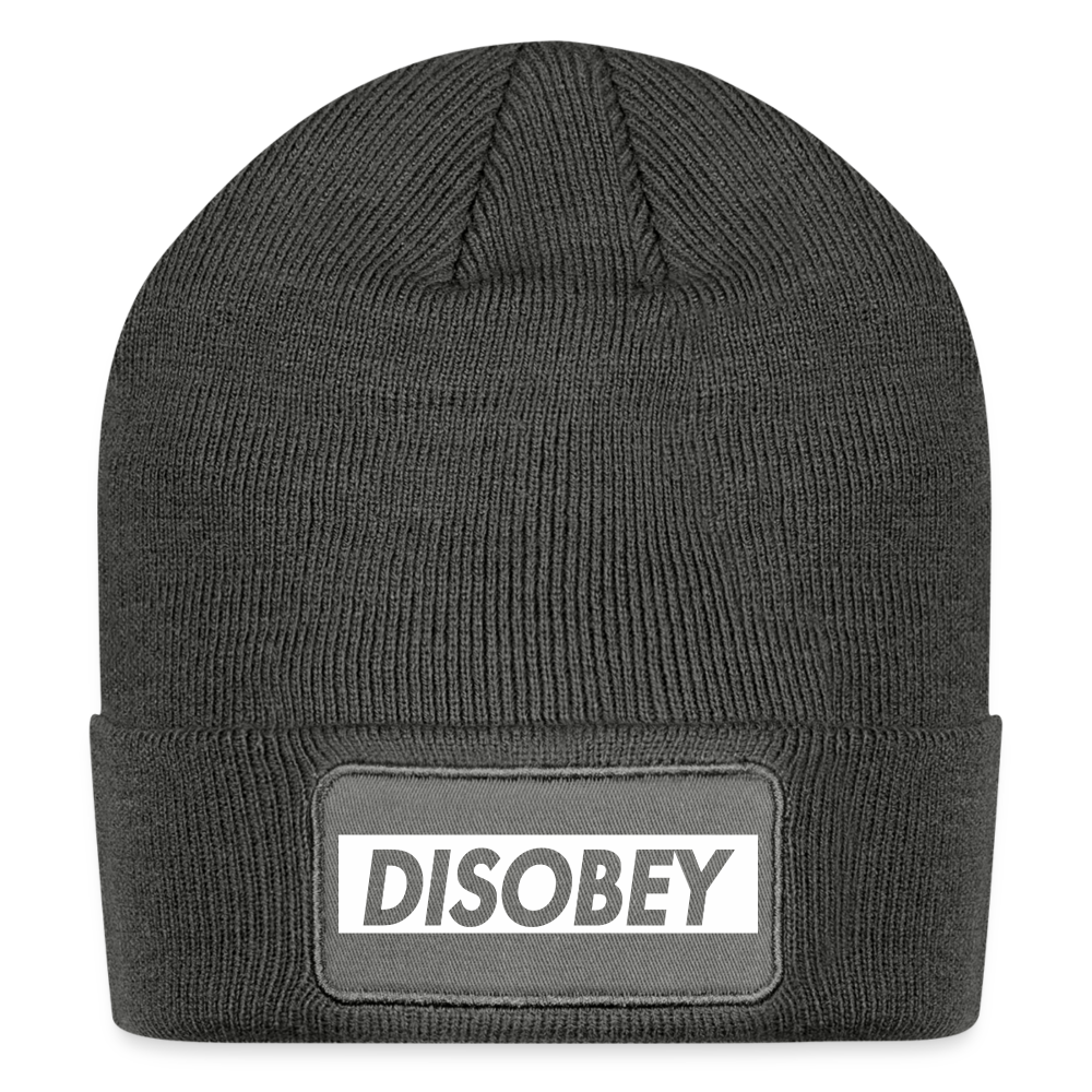 Disobey Patch Beanie - charcoal grey