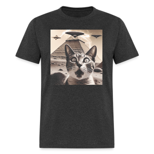 Funny Cat UFO Egypt Pyramids Classic T-Shirt - heather black