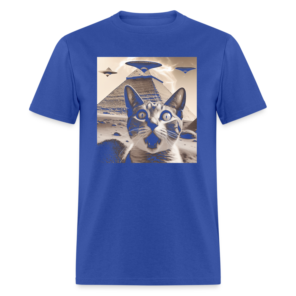 Funny Cat UFO Egypt Pyramids Classic T-Shirt - royal blue