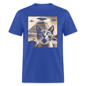 Funny Cat UFO Egypt Pyramids Classic T-Shirt - royal blue