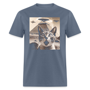 Funny Cat UFO Egypt Pyramids Classic T-Shirt - denim