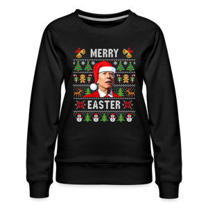 Merry Easter Funny Biden Christmas Women’s Premium Sweatshirt - black