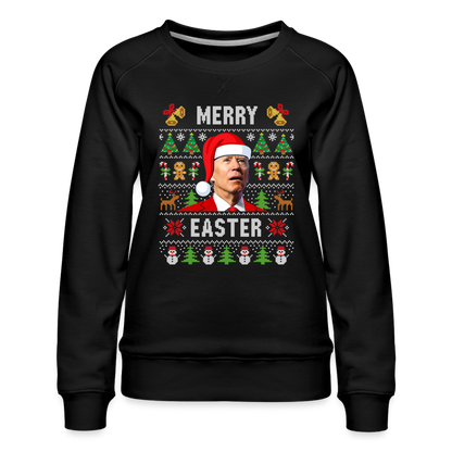 Merry Easter Funny Biden Christmas Women’s Premium Sweatshirt - black