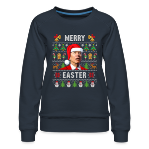 Merry Easter Funny Biden Christmas Women’s Premium Sweatshirt - navy