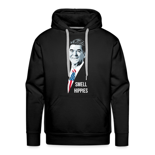 I Smell Hippies | Funny Ronald Reagan Men’s Premium Hoodie - black