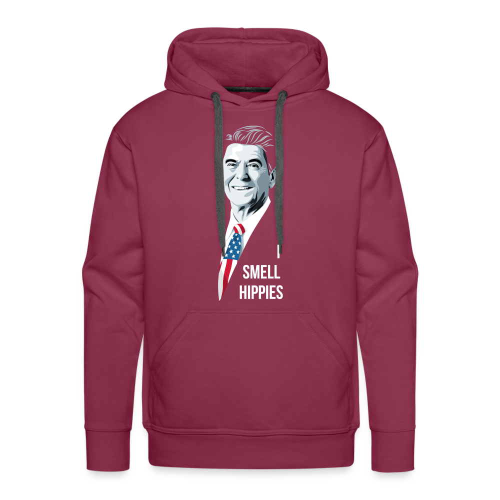 I Smell Hippies | Funny Ronald Reagan Men’s Premium Hoodie - burgundy