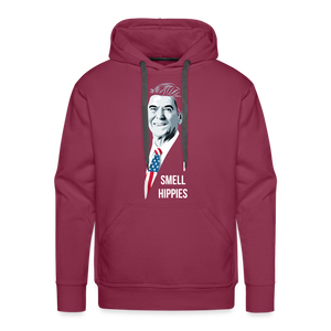 I Smell Hippies | Funny Ronald Reagan Men’s Premium Hoodie - burgundy